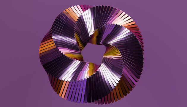 3D render of an abstract geometric shape with vibrant colors and reflections