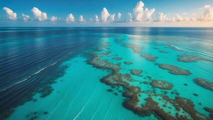Obraz premium Aerial View of Turquoise Water Surrounding Coral Reef