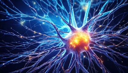 Biology nerve cell with biomedicine concept, 3d rendering. 3D