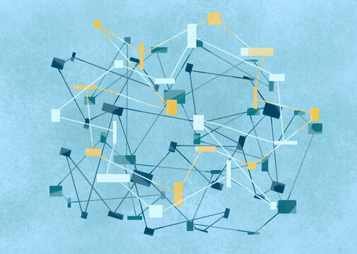 Abstract geometric background with connected lines and rectangles