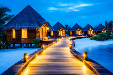 Tropical Island Night Scene Illustration