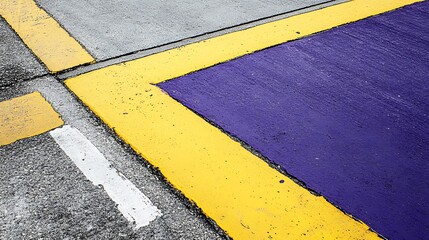 Fototapeta premium Abstract Road Surface Yellow Purple and White Lines