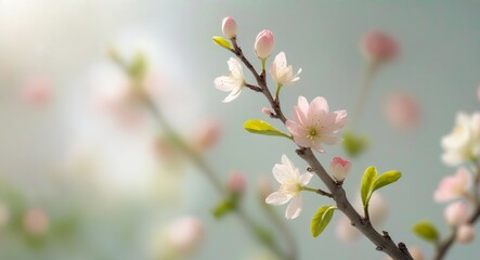 Obraz premium Delicate Springtime Flowering Branch in Soft Focus