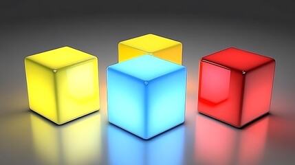 Fototapeta premium Illuminated Cubes Displaying Vibrant Colors Together