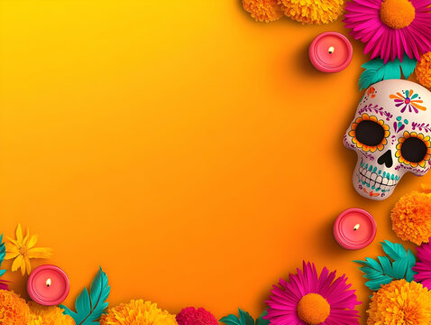 Vibrant Floral Day of the Dead Illustration