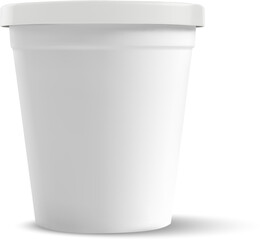 Realistic Blank Yogurt Cup with Lid for Product Branding, Packaging Design, and Mockup Presentation Perfect for Dairy, Ice Cream, and Snack Containers