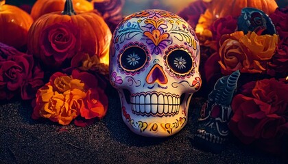 Firefly Festive Mexico's Day of the Dead Banner Vibrant Cultural Art