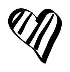 Simple doodle heart. Hand drawn heart isolated on white background. Valentine's Day symbol. Vector illustration.