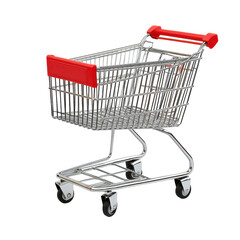 Supermarket Shopping Cart for Grocery Shopping on transparent background