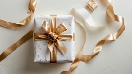Unwrapping a beautifully decorated gift with golden ribbon for special occasions