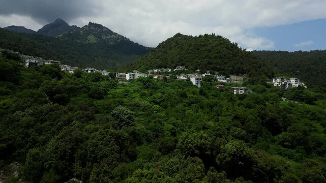 Aerial View of Panagia Village and Ipsarion Mountains on Thasos Island, Greece