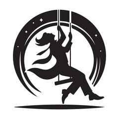 Swing Dance Silhouette Vector Illustration, Solid White Background.