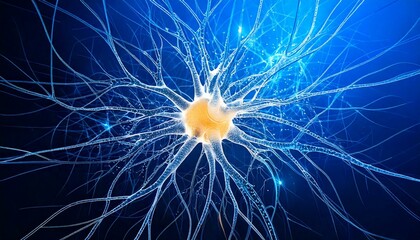 of abstract neuron on a blue background.