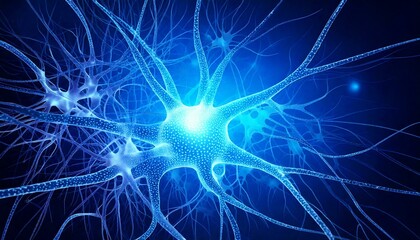 of abstract neuron on a blue background.