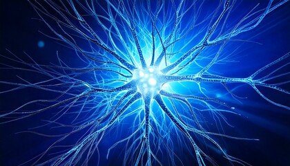 of abstract neuron on a blue background.