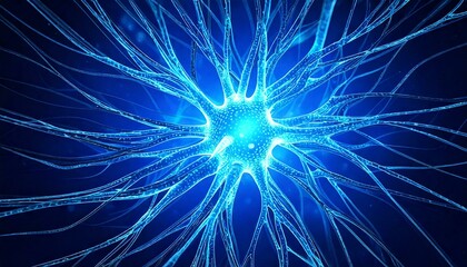 of abstract neuron on a blue background.