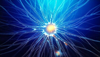 of abstract neuron on a blue background.