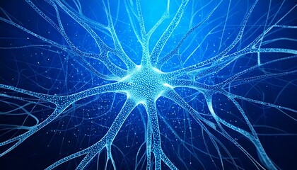 of abstract neuron on a blue background.