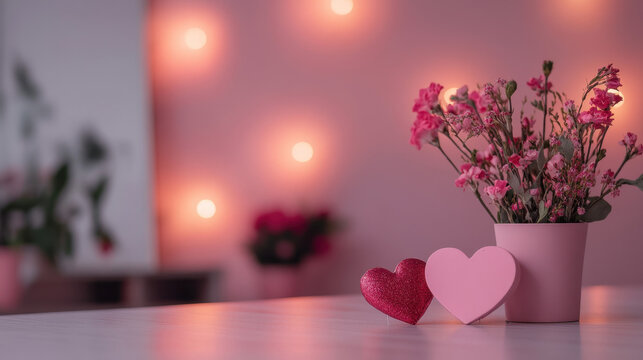 Zoom Background casual office, subtle valentines decorations