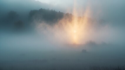 Fototapeta premium Mysterious foggy scene with dramatic light