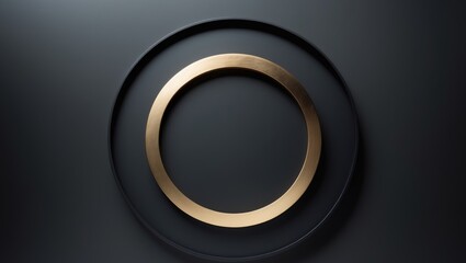 A golden circle within a black circle on a dark background