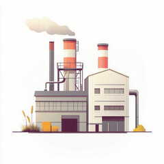 Industrial pollution with smoke rising from chimneys and factory plants