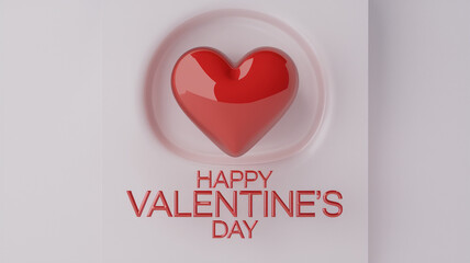 Happy Valentine's Day text paired with glossy red heart  
