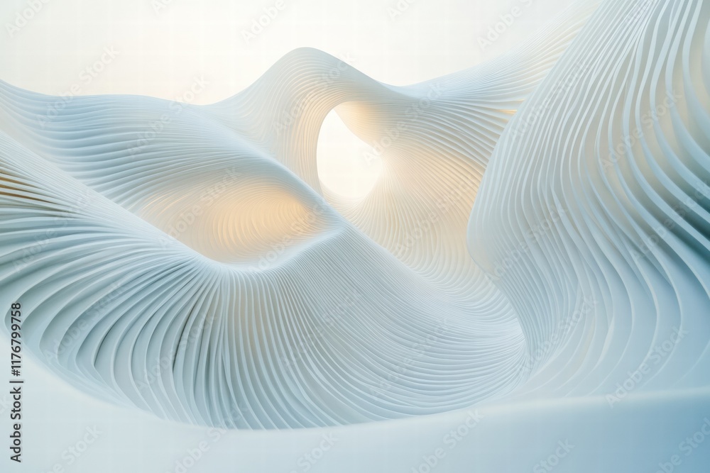 Fototapete abstract wind lines create a serene landscape resembling gentle waves under soft lighting. generativ