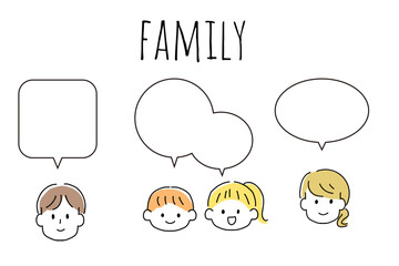 家族のふきだしのイラストセット