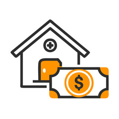 Real Estate Finance Icon with House and Dollar Bill Vector