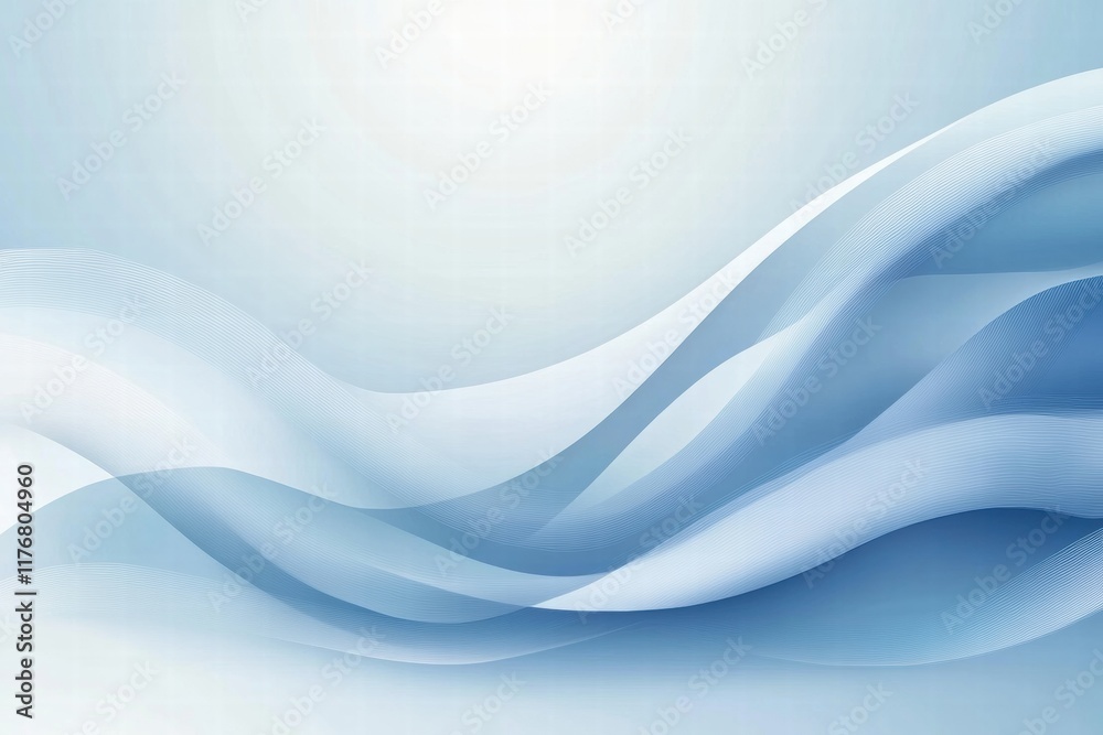 Leinwandbilder Abstract patterns of ocean waves create a serene and calming visual experience in soft blue tones and gentle curves. Generative AI
