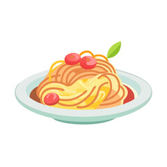 Delicious Spaghetti with Toppings Vector for Food Branding