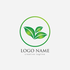 Green leaf logo element, tree, nature, green logo fully editable vector template