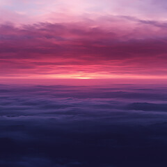 Majestic pink and purple sunset over clouds