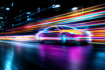 Abstract 3D Car Speed Light Trails