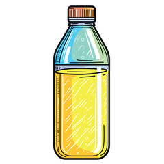 Colorful bottle with purple cap and gradient sections.