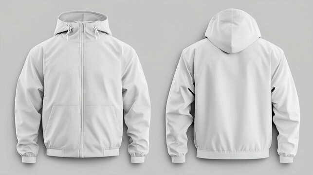 Blank White Windbreaker Jacket Mockup - Front and Back View