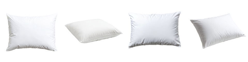 Soft plush white cotton pillows arranged on a plain minimalist background  Ideal for bedding home decor or product photography studio mockups and templates with copy space