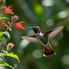 Fototapeta premium Hummingbird and flower