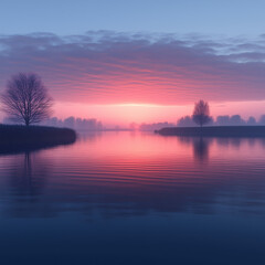  Misty sunrise over calm water in Future Dusk gradients