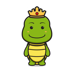 Cute turtle wearing crown character cartoon icon illustration