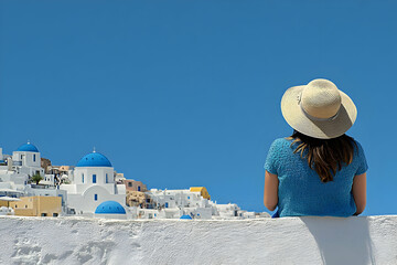 Summer Vacation Travel Photo: Woman in Straw Hat