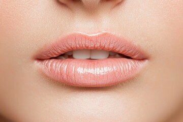Close-Up of Swollen and Cracked Lips Due to Allergic Reaction with Detailed Texture and Skin Features Showing Signs of Irritation and Sensitivity