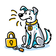 High-Quality Dog Clipart with Bell for Creative Use
