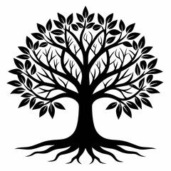 Black Silhouette of Tree of Life – Vector Artwork