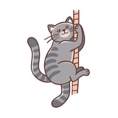 Cute Gray Cat Cartoon Vector for Your Projects