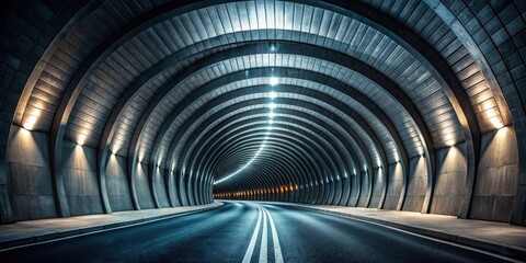 Fototapeta premium Dark tunnel curve geometry, abstract shape, modern architecture, urban tunnel, urban landscape, cityscape, tunnel, urban