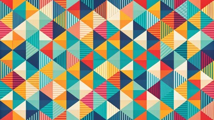 Obraz premium Abstract Geometric Pattern with Colorful Shapes and Lines