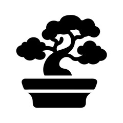 Bonsai Tree Silhouette Vector Illustration