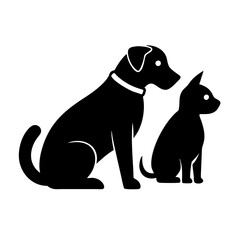 Pet Care Icon: Dog and Cat Silhouette Design
